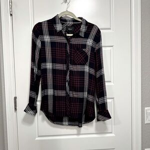 Rails flannel shirt, navy blue, red & white, size small